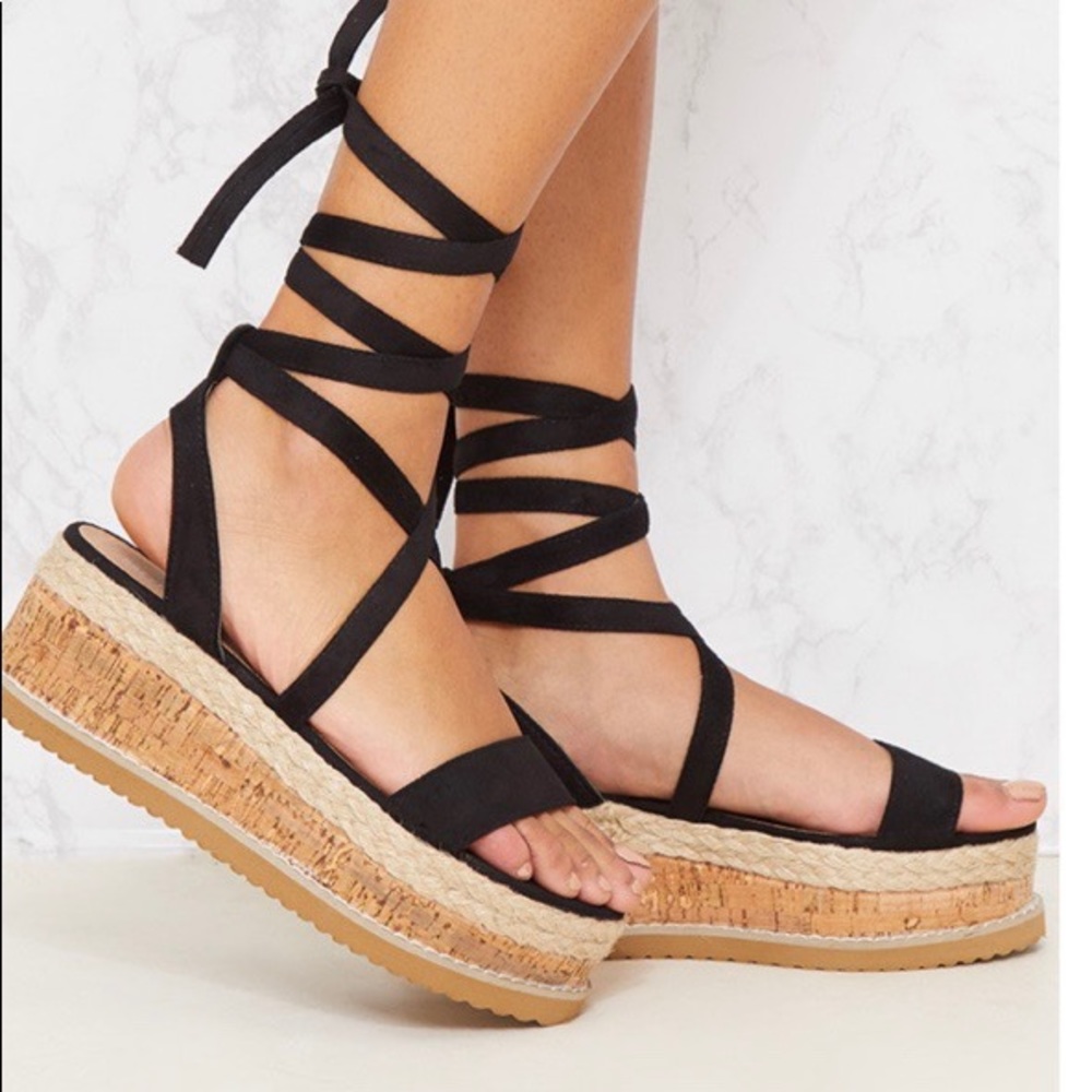 suede black lace up tie wrap espadrilles sandals